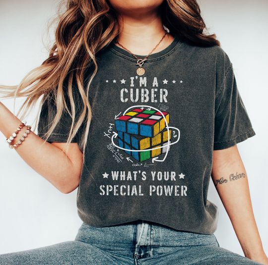 I'm A Cuber What's Your Special Power Shirt Rubik's Cube Lover Graphic Tee Funny Rubik Cube Gift Puzzle Solver Rubik Cube Tshirt 80's Rubik