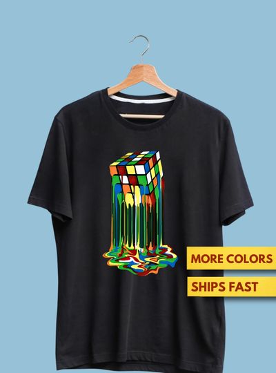Rubiks Cube Shirt, Melting Rubiks Cube Shirt, Speedcubing Gift