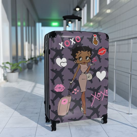 African Betty Boop Traveler Vacationer Suitcase, Luggage, Fish Extender Gift, Traveling gifts, traveler gifts, birthday gifts for her women