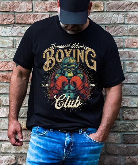 Monkey Boxing Club: Knockout Style Tee - Unleash Your Inner Fighter with This Playful Monkey Boxing Gloves T-shirt!