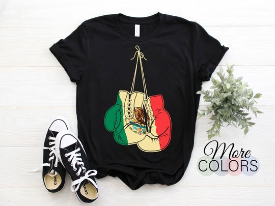 Boxing Mexican Flag Gloves Boxer Coach Gift Mexico T-Shirt, Boxing Sports Lover Christmas Birthday Present