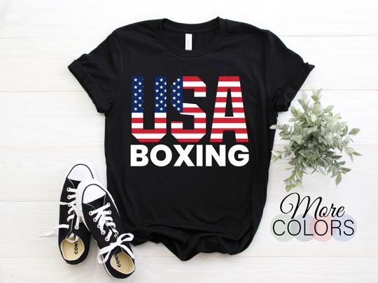 Boxing Gloves Boxer Coach American Flag USA US Gift T-Shirt, Boxing Sports Lover Christmas Birthday Present, Ring Practice
