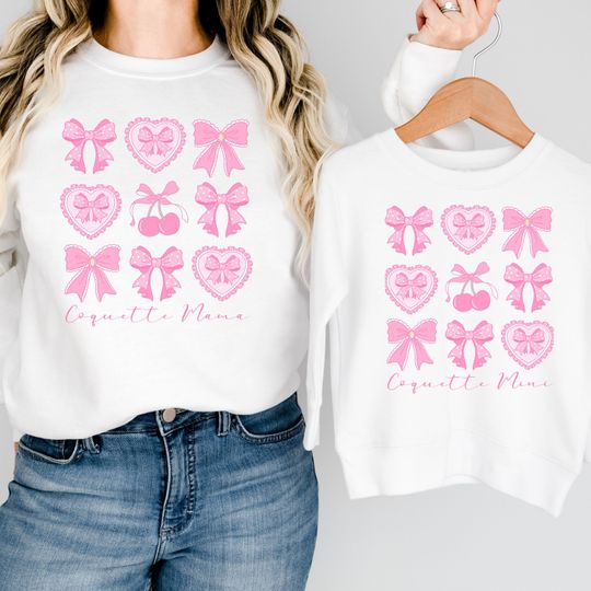 Coquette Mommy and me matching sweatshirts, cute coquette sweatshirt, mama and me long sleeve, cute mama and me sweatshirt, mothers day gift