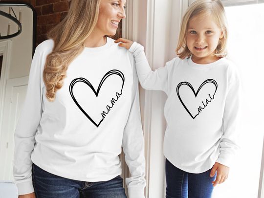 Mama Mini Long Sleeve Shirt, Mommy And Me Outfits, Mama Mini Matching, Mothers Day Gift, Mom and Daughter Long Sleeve, Mother Daughter Set