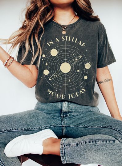 Solar System Space Shirt, In a Stellar Mood Today T-Shirt, Vintage Solar System, Womens Solar System Shirt, Astronomy Gift, Comfort Colors
