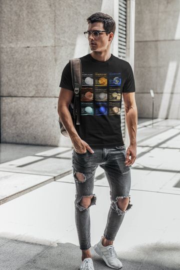 Men's Planets T Shirt Space Shirts Hipster Solar System Astronomy Stars Milky Way Gift Galaxy Saturn For Him Graphic Tee Man's Unisex