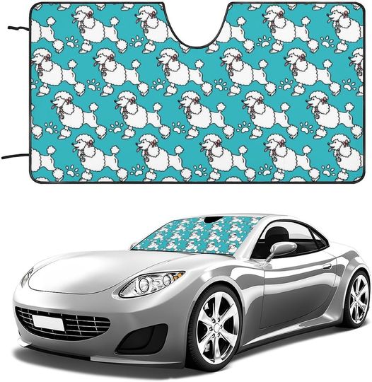 Poodle Dogs and Paw Car Sun Shade