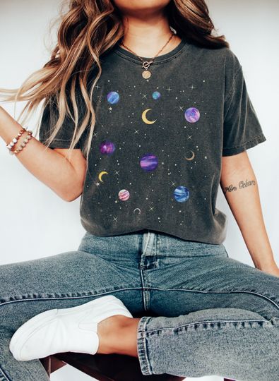 Celestial Shirt, Moon T Shirt, Star Galaxy TShirt, Mystical Moon Phase Shirt, Astrology Astronomy Tee, Moon Graphic T-Shirt