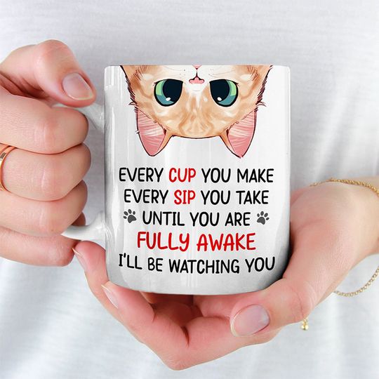 I'll Be Watching You Cat Personalized Gift For Pet Owner Custom 3D Inflated Effect Mugs