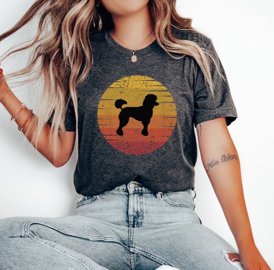 Retro Sun Poodle Shirt, Gift for Poodle Mom Dad, Gift for Poodle Owner, Dog Mom Tee, Dog Dad Shirt, Poodle Gift Shirt