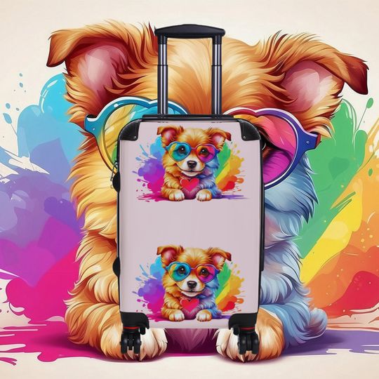 Suitcase Adorable Dog Illustration - Perfect for Pet Lovers! | Playful Dog Drawing | Lovable Dog Illustration | Pet Lover's Art Print