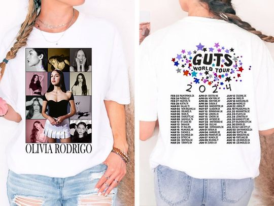 GUTS World Tour 2-sides shirt, 2024 Guts tour shirt, Rodrigo T-shirt, Concert shirt, Girls Concert t-shirt, Pop concert shirt