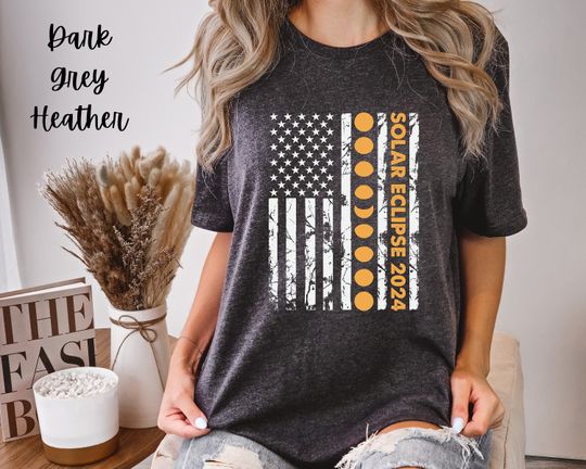 Total Solar Eclipse 2024 T-shirt  Distressed American Flag