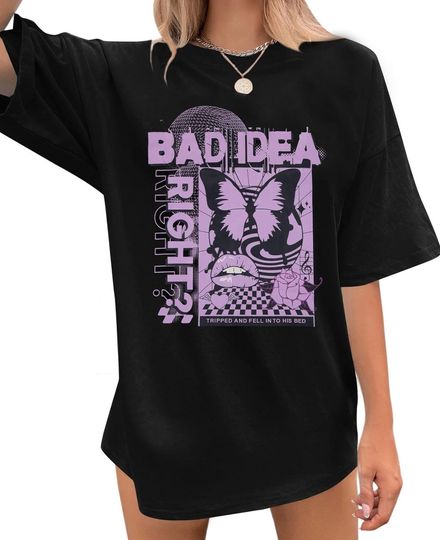 Olivia Rodrigo Bad Idea Right Women's Shirt Oversized Music Album Graphic Casual GUTS Sour Brutal Y2K Aesthetic Tee T-shirt Top Shirt