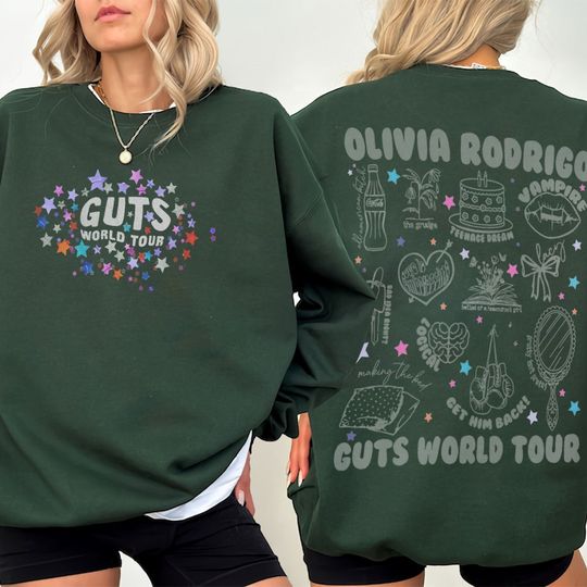 Olivia Guts Tour 2024 Sweatshirt, Olivia Guts T-shirt, Olivia Track List Aesthetic Merch Sweater, Olivia New Album Guts Shirt, Gift For Fan