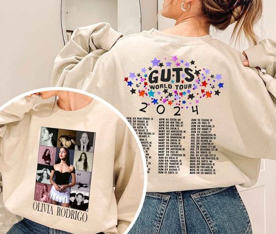 Olivia Guts Tour 2024 Shirt, Olivia Rodrigo Guts SweatShirt, Olivia Track List Aesthetic Merch, Olivia New Album Guts