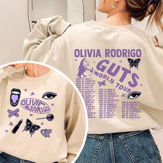 Vintage Olivia Rodrigo Guts Tour Shirt, Olivia Rodrigo T-shirt, Guts Tour Sweatshirt, Olivia Rodrigo Tour 2024 , 2Side Unisex Shirt