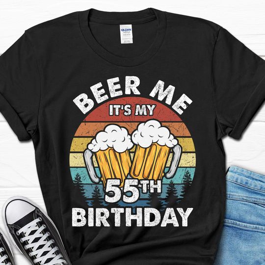Beer Me Men's Shirt, 55th Birthday Gift For Him, 55 Year Old Husband T-Shirt For Men, Born In 1969 Dad Tee, 55th Birthday Party Gifts