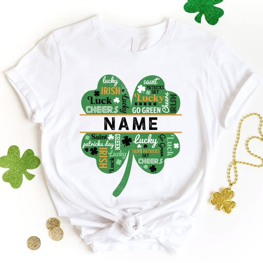 Personalized Clover with Name Shirt, Happy St. Patrick's Day