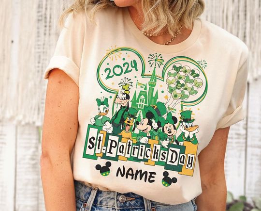 Custom Name Mickey & Friends Shamrock St Patrick'S Day Shirt