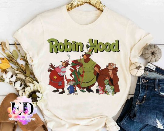 Disney Robin Hood Movie 1973 Characters Group Retro Shirt