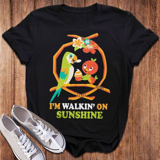 Two Birds Walkin' On Sunshine T-Shirt, Flower And Garden Festival 2024 Trip Shirt, Retro Orange Mascot Bird Shirt, Magic Kingdom Shirt