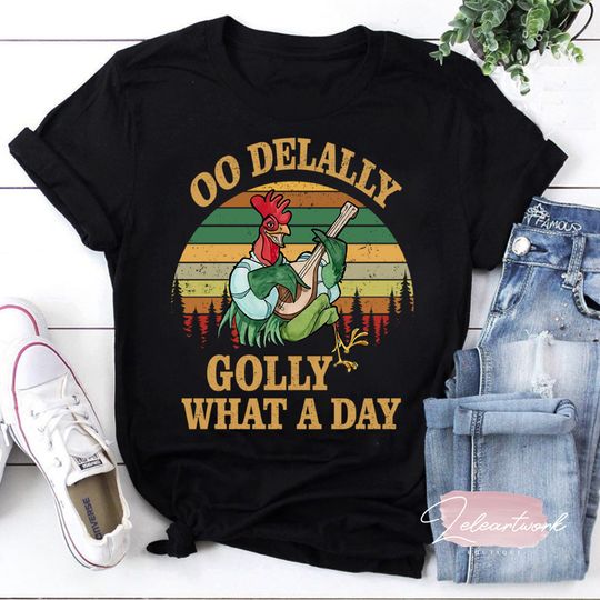 OO De Lally What A Day Rooster Bard Vintage T-Shirt