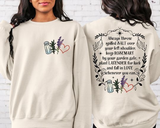 Salt Rosemary Lavender Love Front and Back Sweatshirt, Practical Magic Sweatshirt, Magic Spell Hoodie, Halloween Sweatshirt