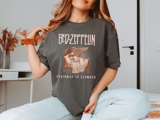 Ironic Shirt Vintage Band Shirt Bed Zeppelin Always Tired Gen Z Shirt Lazy Girl Shirt