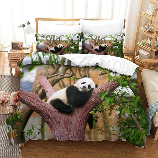 Cute Panda Patterned 3D Printed Cute Panda Bedding Set