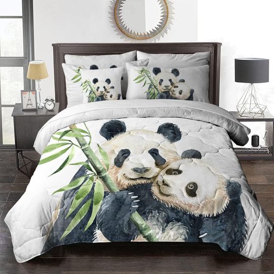 BlessLiving Panda  Bear Comforter Bedding Set