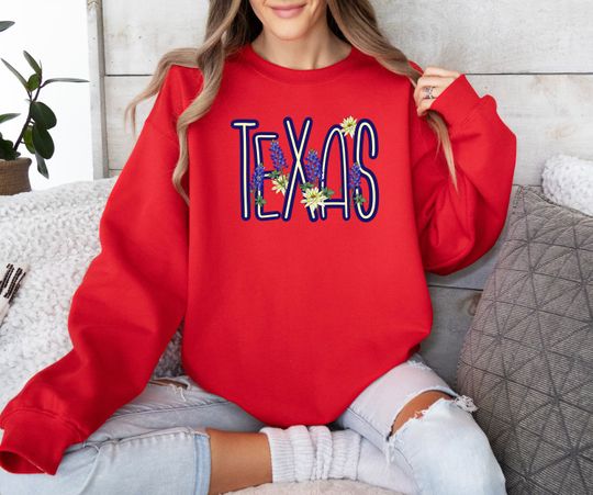 Texas Bluebonnets Sweatshirt, Colorful Texas Shirt, Texas Bluebonnets Shirt, Gift For Her, Texas Lover Gifts, Flower Shirt, Botanical Gifts