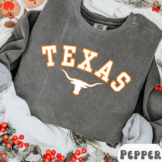 Texas Comfort Colors Sweatshirt Go Horns Crewneck UT Fan Gift Game Day Sweatshirts Texas College Student Gifts Longhorn