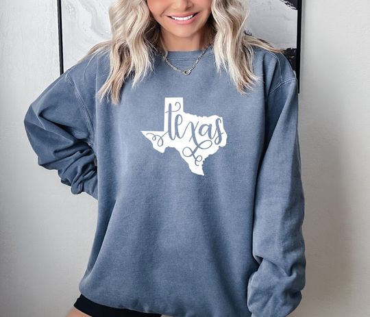 Comfort Colors Sweatshirt-Hoodie, Texas Sweatshirt, Texas Crewneck, State of Texas Gift for him or her, Vintage Texas Shirt, Texas Sweater