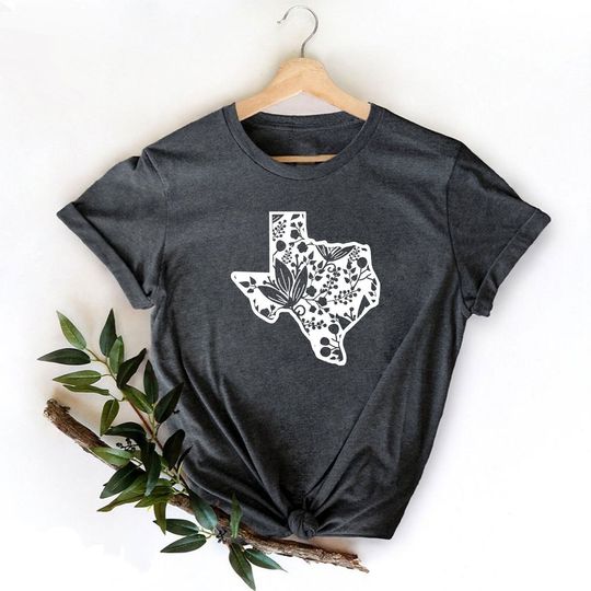 Texas State Shirt, Texas Map Shirt, Bluebonnet Shirt, Texas Lover Shirt, Gift for Country Lover, Texan T-shirt, Texas Pride Tee, Texas Girl