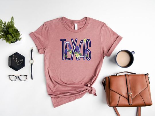 Texas flower T-shirt,Texas State Shirt,Texas Lovers Shirt,Retro Texas Shirt, Texas Bluebonnet Tee,Texas Fan T-Shirt,Texas Travel Shirt