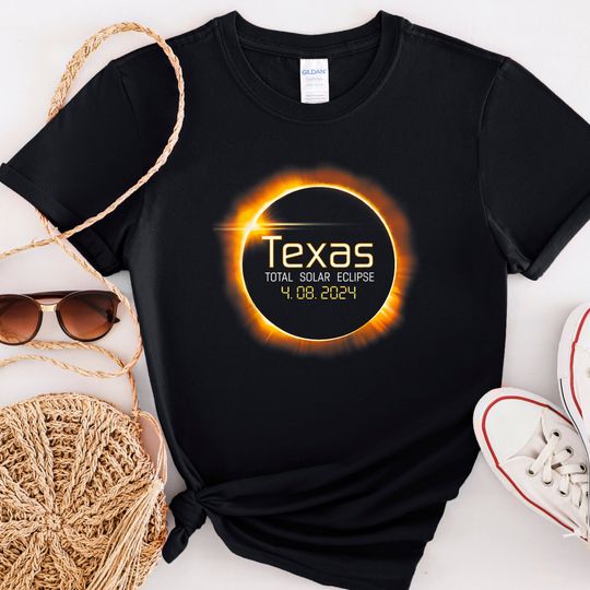 Texas Solar Eclipse 2024 Shirt, State City Shirt, Sun Moon Totality 2024, 4.8.2024 Great American Eclipse States, Total Solar Eclipse Tee