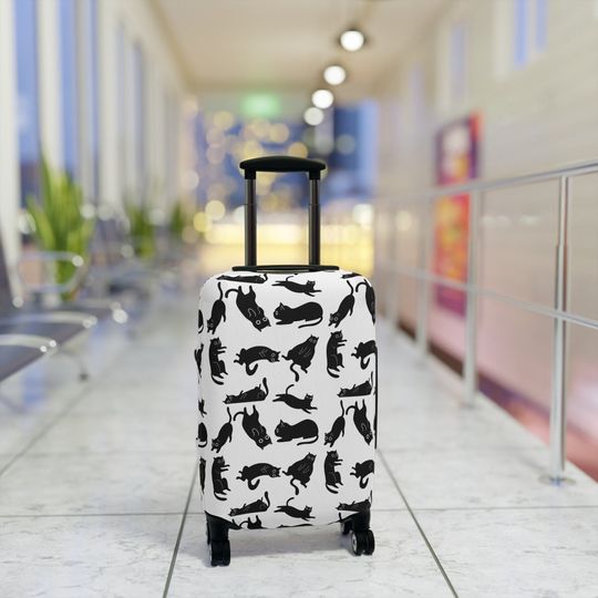 Black Cat Luggage Cover, Cat Lover Gift