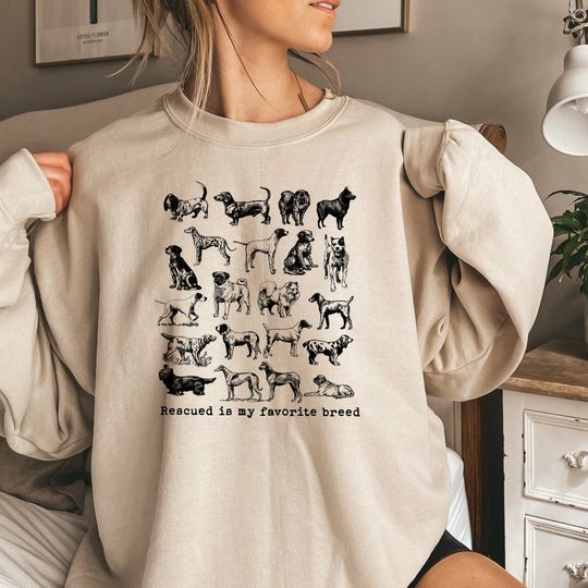Rescued is My Favorite Beed Dog Sweatshirt , Cute Dog Mom Sweatshirt
