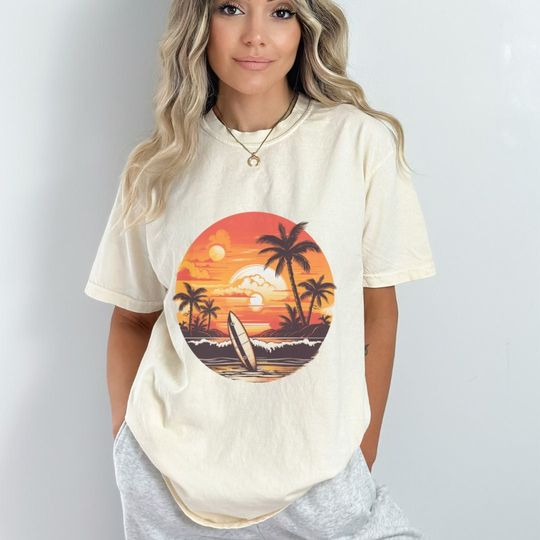 Retro Summer Sunset Beach Surfing T-shirt Stay Salty