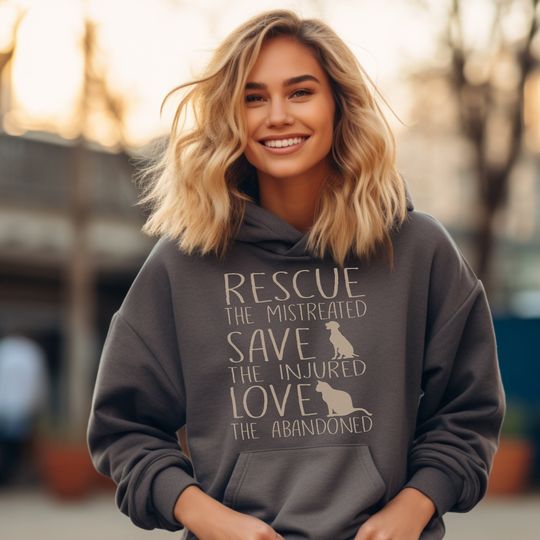 Rescue Save Love Animals Hoodie, Cute Animal Rescue Hoodie