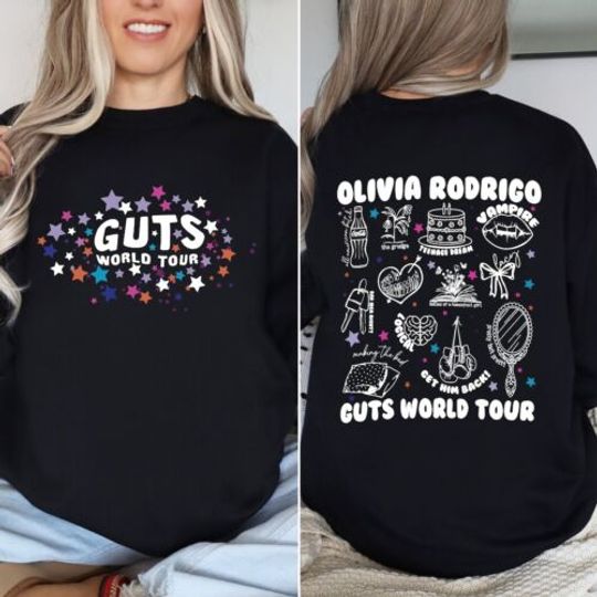 Olivia Rodrigo Guts World Tour 2024 Concert Double Sided Shirt