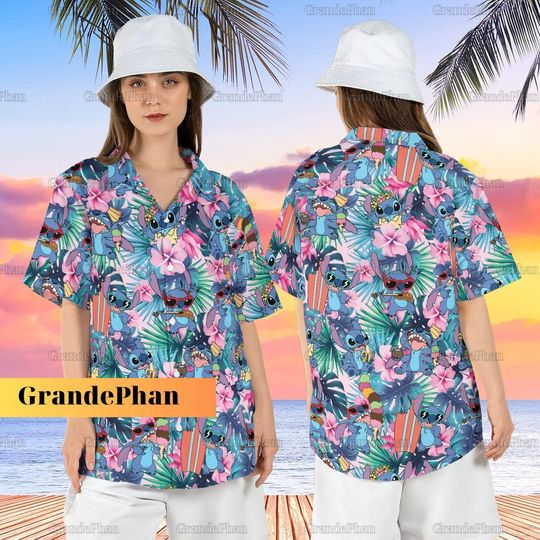 Stitch Hawaiian Shirt, Stitch And Lilo Beach Short Sleeve Shirt