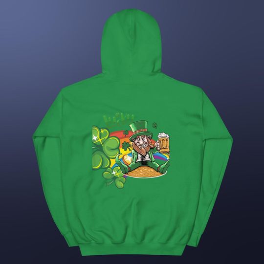 St Patrick's day, lucky embroidered and dtg printed Hoodie