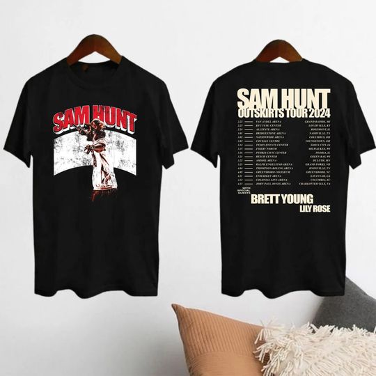 Vintage Sam Hunt 2024 Outskirts Tour Double Sided T-Shirt, Sam Hunt Concert Merch