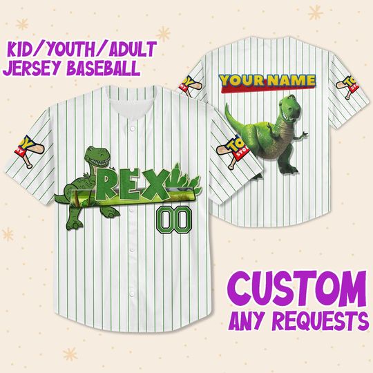 Personalized Disney Rex Green Baseball Jersey