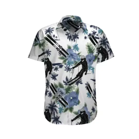 Skiing White Empire With All Hawaiian, Summer Party Shirt, Buttom Down Shirt