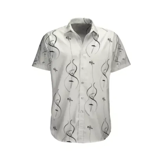 Vingate White 3D Empire With All Hawaiian, Summer Party Shirt, Buttom Down Shirt