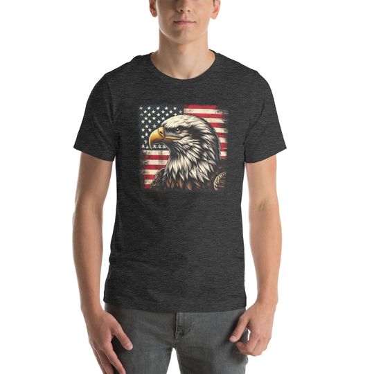 American Flag Eagle Shirt, 4th of July Tee, Distressed USA Flag Shirt