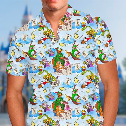 Chibi Characters Hawaii Beach Shirt, Adventure Movie Button Up Shirt